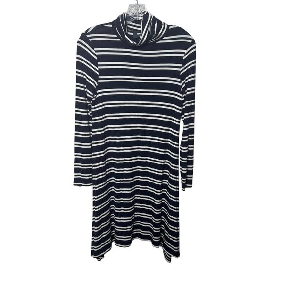 Maeve Dresses & Skirts - Maeve Anthropologie Striped Turtleneck Swing Dress‎ Women’s SP Blue Long Sleeve